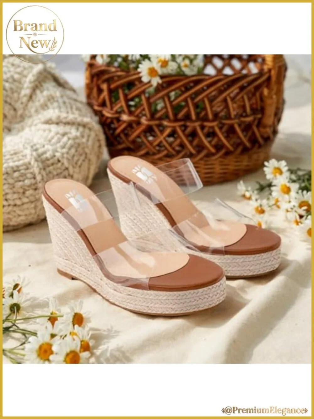 Espadrille Wedge Sandals Peep Toe Platform Slides Synthetic